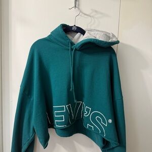 Levi's teal oversized cropped Hoodie with Logo